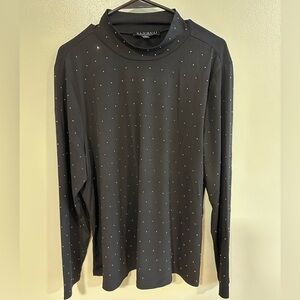 Eloquii Black Studded Long Sleeve Blouse